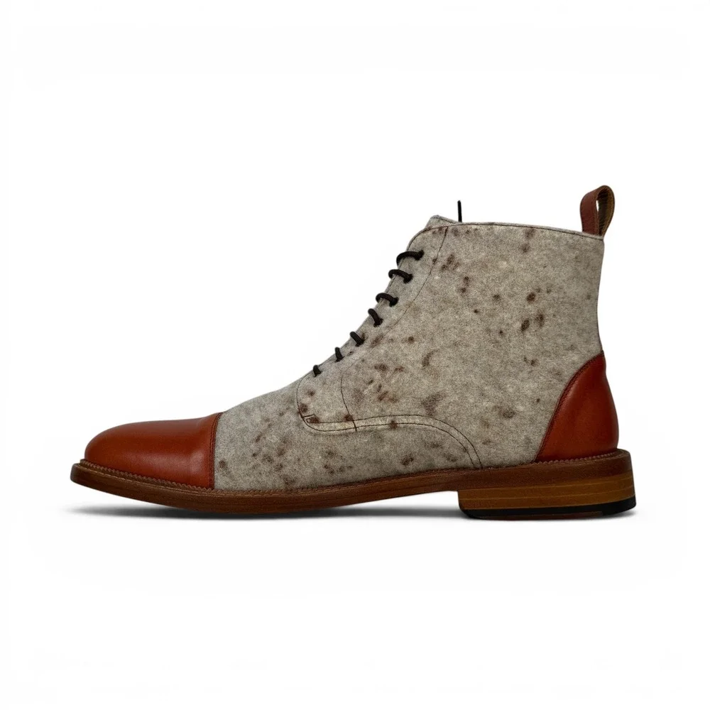 Taft Jack Boot Calico Wool Mens 12 EU 45 Leather Cap Toe Lace Up